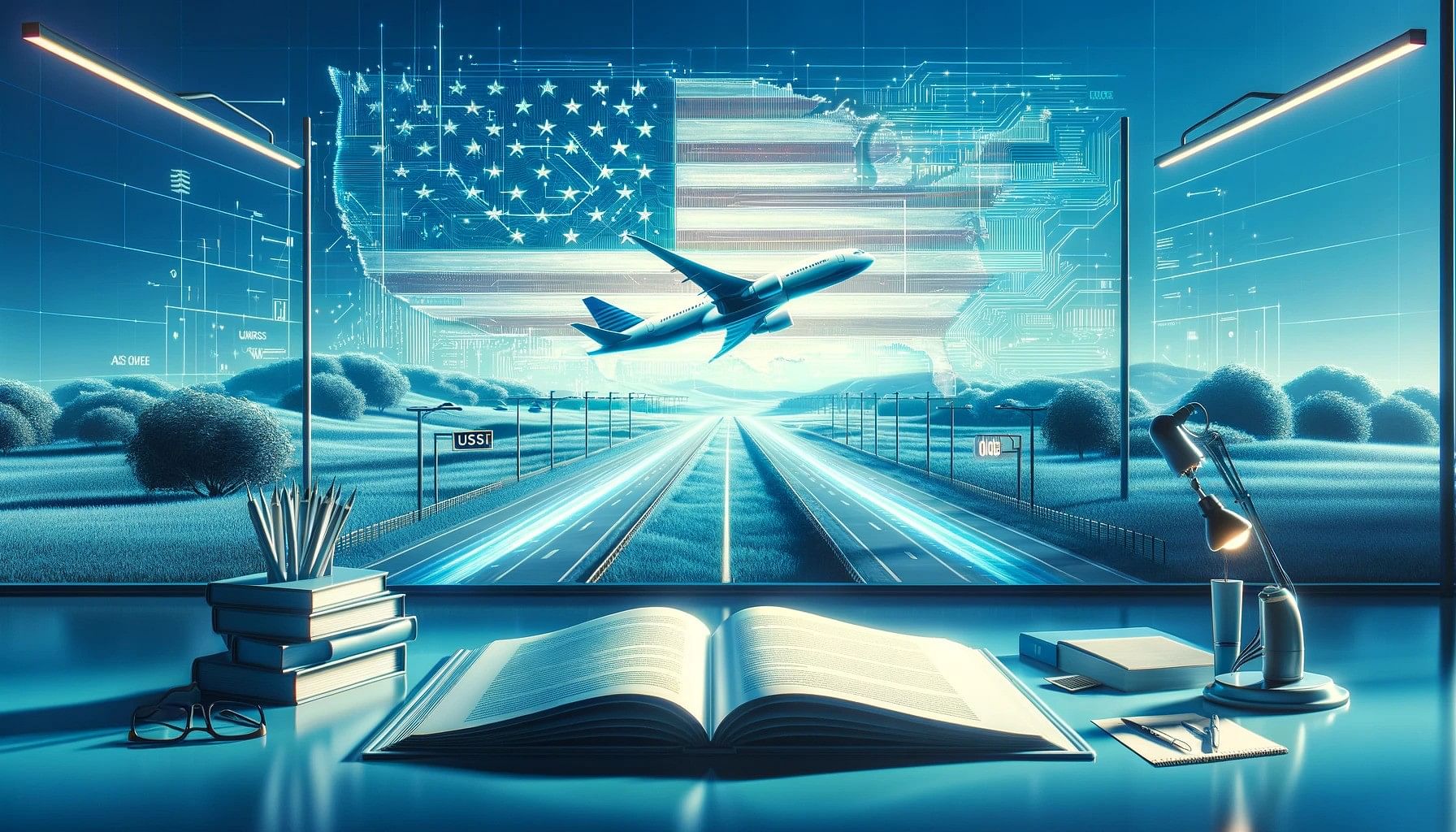 USCIS Banner- Airplane and Book